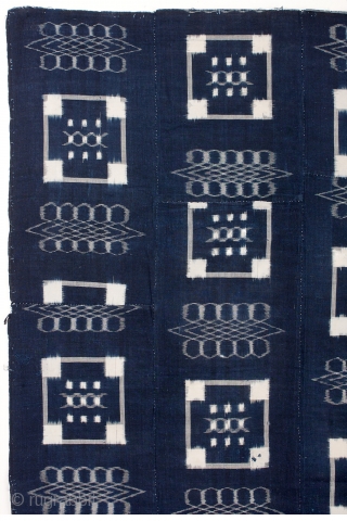 This is a beautiful Japanese kurume kasuri cotton futon cover from early Meiji period. 


The textile has been hand woven and hand dyed with indigo. Kasuri is an ikat technique. The warp  ...