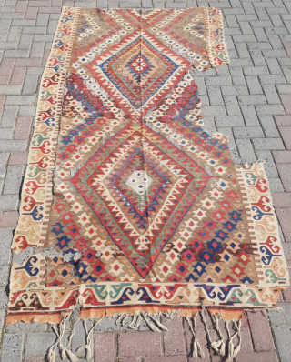 18.th century Anatolian Kilim sıze 142x255                           