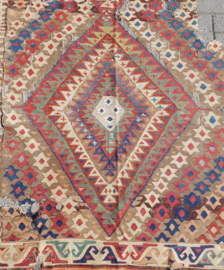 18.th century Anatolian Kilim sıze 142x255                           