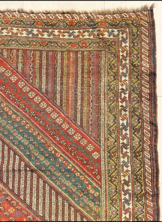 Gmail:metinrug77@gmail.com Rare Persian Khamseh Rug circa::1870  size: 150 x 290 cm                     