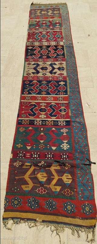 Circa 1850 Anatolian Kilim size: 75 x 385 cm                        