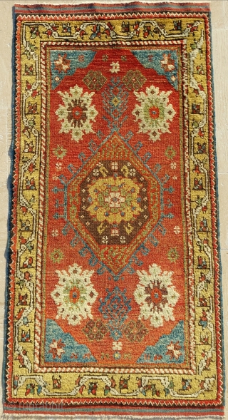 Mid.19th.Century West Anatolian Yuntdag Carpet size: 56 x 108 cm                       