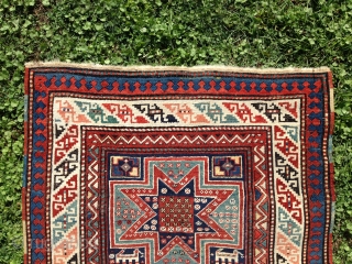 Moghan runner, 19th century, all wool, excellent condition, floor-worthy, 108 inches x 45 inches at widest point.                