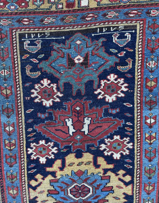Mid 19th century harshang design north west Persian Kurdish carpet. 325x125cm.low pile in places and some edge repairs done. A superb dated example that Burns would call koliya’i southern Kurdistan. Fresh to  ...