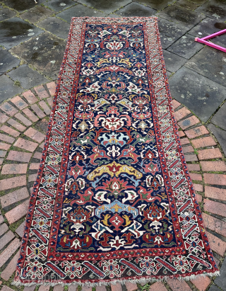 Antique Bijov long rug . 325x123cm. Selvages cut and some fucshine but still beautiful and fresh to the market .owenrugs@gmail.com             