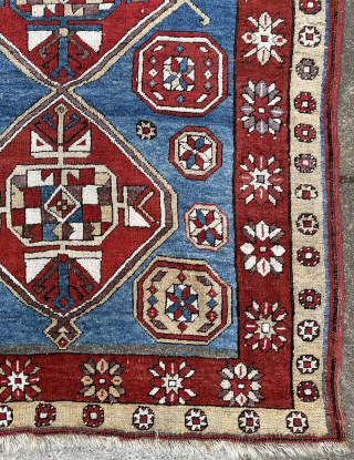 Antique central Anatolian karapinar area long rug. 19th century in remarkable condition. Unusual blue ground also. Email - owenrugs@gmail.com              