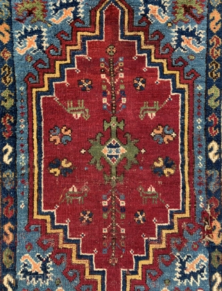 Antique Rabat rug. 19th century.165x103cm. A lovely colourful older example. Some wear and a small hole in the field.              