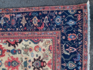 Beautiful all over design cream ground antique Fereghan carpet. Circa 1880. Minor repairs. 330x300cm. email me at owenrugs@gmail.com               