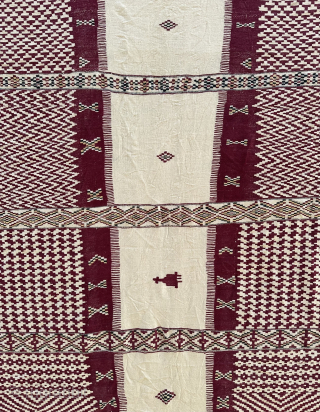 Antique Berber ceremonial cover. Circa 1900. Algeria. Kabylie area. Wool tapestry weave. Good condition. Email enquiries- owenrugs@gmail.com                