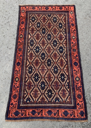 Antique Baluch rug. 19th century. Possibly Ferdows area. Wool foundation.                       