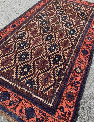 Antique Baluch rug. 19th century. Possibly Ferdows area. Wool foundation.                       