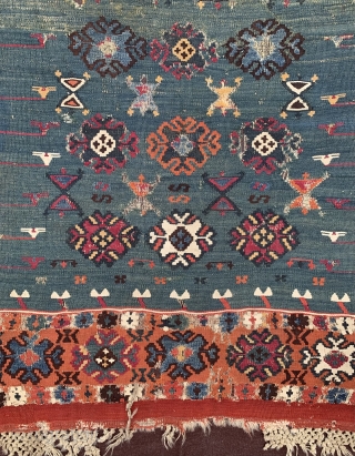 Antique Reyhanli kilim fragment. Probably from a prayer rug. Mid 19th century. 128x78cm                    