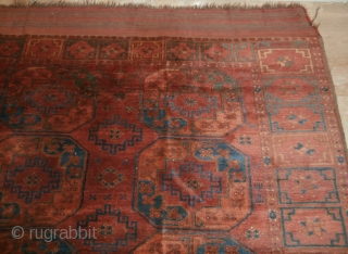 Old afghan Ersari  carpet

The carpet is in excellent condition pile. Hand washed and ready for use or display. 
Rare square size : cm. 300*300 ( both ends original kilim cm. 20)
P.Cat  ...