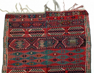 An Antique Turkish kilim end 19th century or 1st half of 20th century
Size is 210 x 142 cm or 6.11 x 4.8 ft          