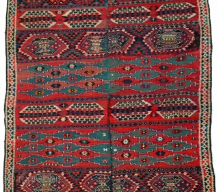 An Antique Turkish kilim end 19th century or 1st half of 20th century
Size is 210 x 142 cm or 6.11 x 4.8 ft          