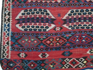 An Antique Turkish kilim end 19th century or 1st half of 20th century
Size is 210 x 142 cm or 6.11 x 4.8 ft          