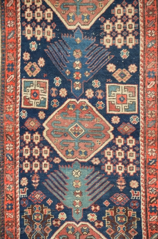 An Antique Caucaian runner (karabagh) late 19th century or 1st half of 20th century, red is fast and when I washed that the red runs on other colors.
size is 270 x 110  ...