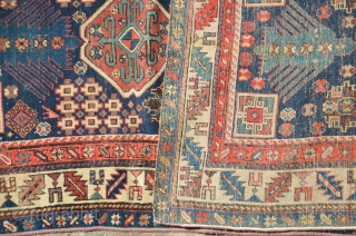 An Antique Caucaian runner (karabagh) late 19th century or 1st half of 20th century, red is fast and when I washed that the red runs on other colors.
size is 270 x 110  ...