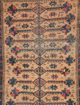 Baluch tree with lot of animals (fragment) late 19th century or 1st half of 20th century. size is 195 x 125 cm or 6.3 x 4.2       