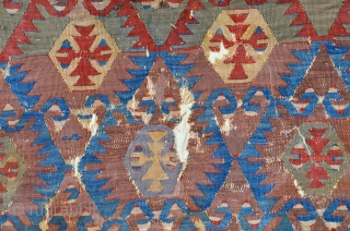 Anatolian Kilim 19th century, size is 393 x 153 cm, 12.11 x 5.0 ft. it's not a fragment, color are good, not  restored, only covered with a cloth, so now it  ...