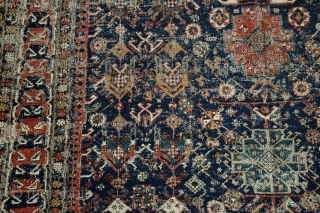 An Antique Caucasian Sumac carpet, very worn but still alive and well packed
19th century
290 x 165 cm                