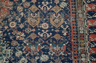 An Antique Caucasian Sumac carpet, very worn but still alive and well packed
19th century
290 x 165 cm                