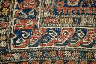An Antique Caucasian Sumac carpet, very worn but still alive and well packed
19th century
290 x 165 cm                