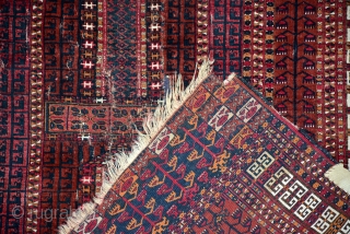 End 19th century Saryk Engsi with silk & cotton.
It's professionally washed and packed (all holes and damage areas are stiched with old kilims) no worries about more damaged, it's stopped at where  ...