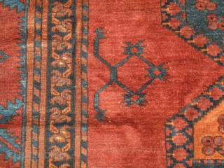 Ersari Main Carpet 1900, lovely colours, good condition with good pile. Size is 366 x 301 cm or 12 x 9.11 ft           