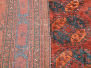 Ersari Main Carpet 1900, lovely colours, good condition with good pile. Size is 366 x 301 cm or 12 x 9.11 ft           