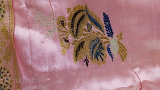 Pink colour royal vintage sari from central India 1900 C. Made in pure silk with real zari and the silk is from Assam and woven in Madhya Pradesh India also called as  ...