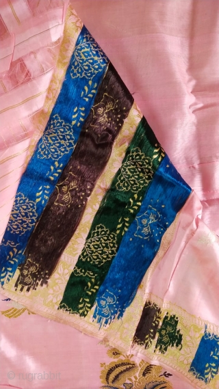 Pink colour royal vintage sari from central India 1900 C. Made in pure silk with real zari and the silk is from Assam and woven in Madhya Pradesh India also called as  ...