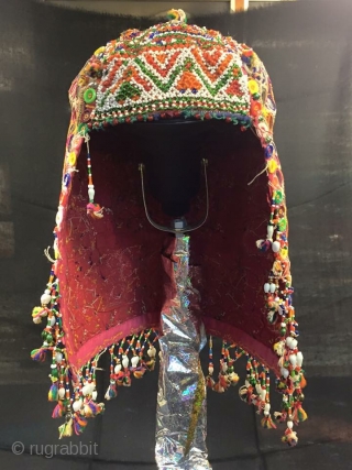 Old vintage Mochi aari work child hat from Kutch region  Gujarat belongs to bhanushali family .                