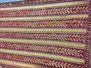 Vintage phulkari from east Punjab from Mansa district of Punjab state India in very good condition with rare design.              