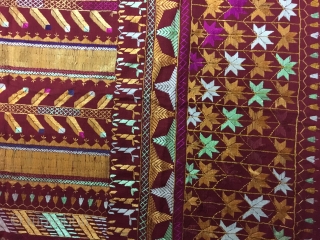 Vintage phulkari from east Punjab from Mansa district of Punjab state India in very good condition with rare design.              