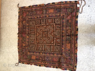 Vintage Kutchi debaria work hand embroidered wall hanging from Kutch region Gujrat India 1900c  also called as dowry peice .the size of the hanging is 160 cms x 160 cms the  ...