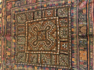 Vintage Kutchi debaria work hand embroidered wall hanging from Kutch region Gujrat India 1900c  also called as dowry peice .the size of the hanging is 160 cms x 160 cms the  ...