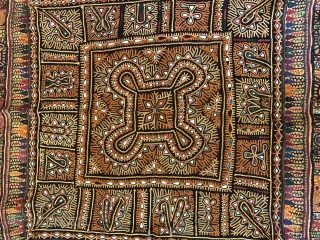 Vintage Kutchi debaria work hand embroidered wall hanging from Kutch region Gujrat India 1900c  also called as dowry peice .the size of the hanging is 160 cms x 160 cms the  ...