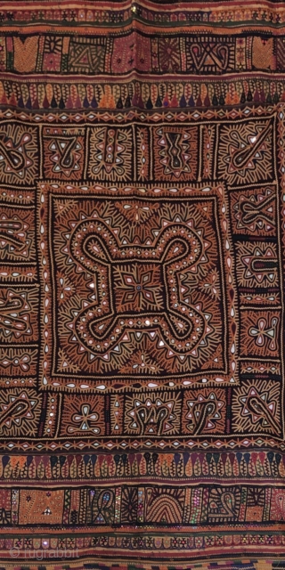 Vintage Kutchi debaria work hand embroidered wall hanging from Kutch region Gujrat India 1900c  also called as dowry peice .the size of the hanging is 160 cms x 160 cms the  ...