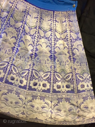 old ghaghra (skirt) from Varanasi used all silver tread work in very fine wearable condition with beautiful design on it.             