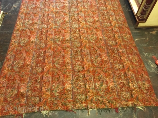 Old vintage Victorian big shawl of mid 19th century with beautiful unique stripe design . Due to mid 19th century it has 2 to 3 small holes and repaired in one place. 