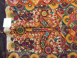 kutchi rabari wall hanging from bhujodi village in kutch region Gujarat with very fine chain stich hand work with mirrors work on it the kutchi rabari wall hanging is in very good  ...