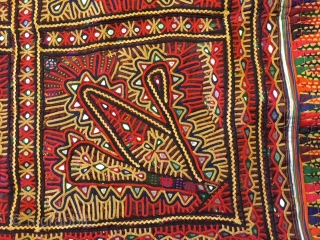 kutchi dhebariya work dowry gudri (quilt) from dudhai village kutch region Gujarat with beautiful tightly worked chain stitch work with mirrors and also a bit of applique work done on it the  ...