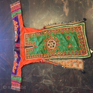 kutchi (kanchala)top of pakko style mirror work worn by sodha rajput women in kutch region Gujarat with very nice embroidery done on both the sides of the top (kanchala)both the sides of  ...