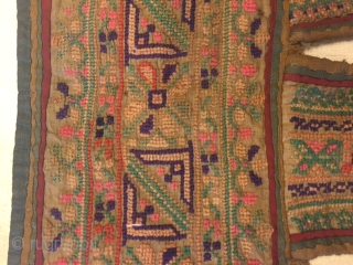 very rare hand embroided jat garasia toran (door hanging)from kutch region Gujarat, garasia women stitch an array of geometric patterns in counted work based on cross stitch work.this style of design on  ...