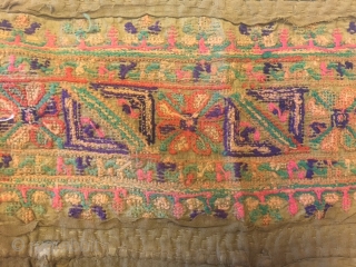 very rare hand embroided jat garasia toran (door hanging)from kutch region Gujarat, garasia women stitch an array of geometric patterns in counted work based on cross stitch work.this style of design on  ...