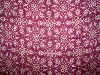 Vintage Fine quality and rare double ikat patan patola probably from Gujarat india 1825 to 1850 of 8 phool design (8 flower motif) in Maroon colour in good condition the size of  ...