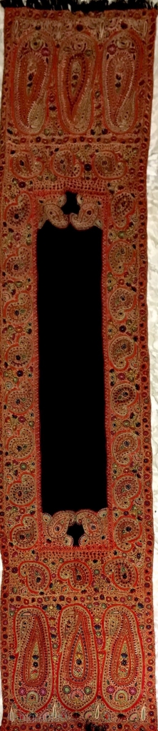 Pashmina with silk hand embroidered men's mufler  from Kashmir India 1900 .c the mufler is in great condition the size of mufler is 250 cm X 50 cm.    