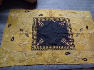 Velvet fabric of kala batu work from Bhopal Madhya Pradesh India used as bichyat (floor mat) used by the royal family’s .the size of this floor mat is the 106 cm X  ...