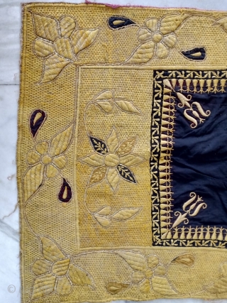 Velvet fabric of kala batu work from Bhopal Madhya Pradesh India used as bichyat (floor mat) used by the royal family’s .the size of this floor mat is the 106 cm X  ...